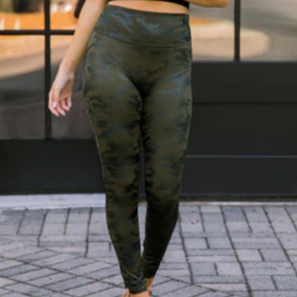 Shiny Green Camo Spanx